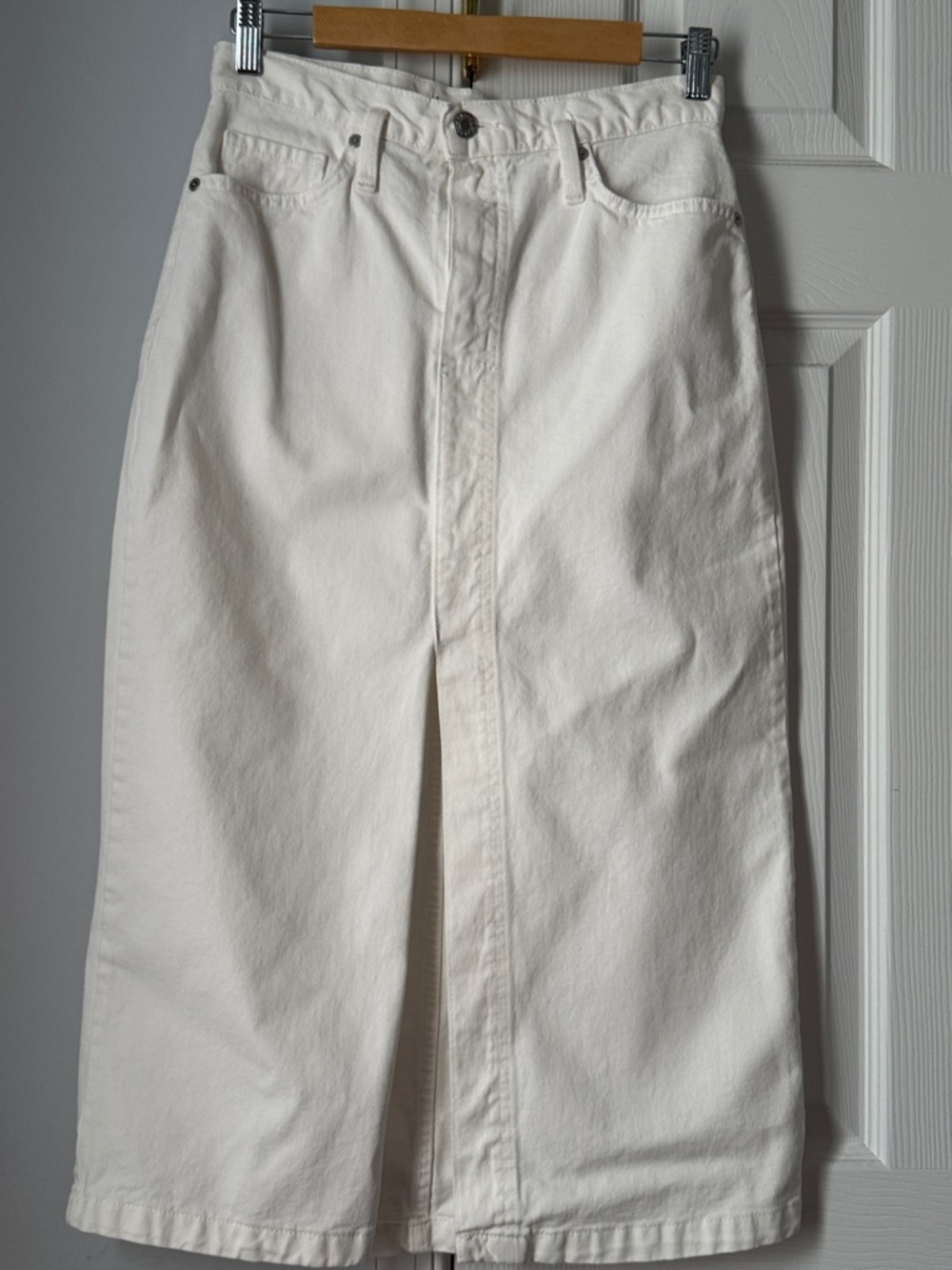Mango Cream Midi Skirt with Front Slit
